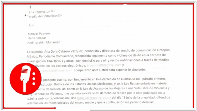 Publicamos el derecho de réplica a Ana Dora Cabrera Vázquez, directora de Octopus México 