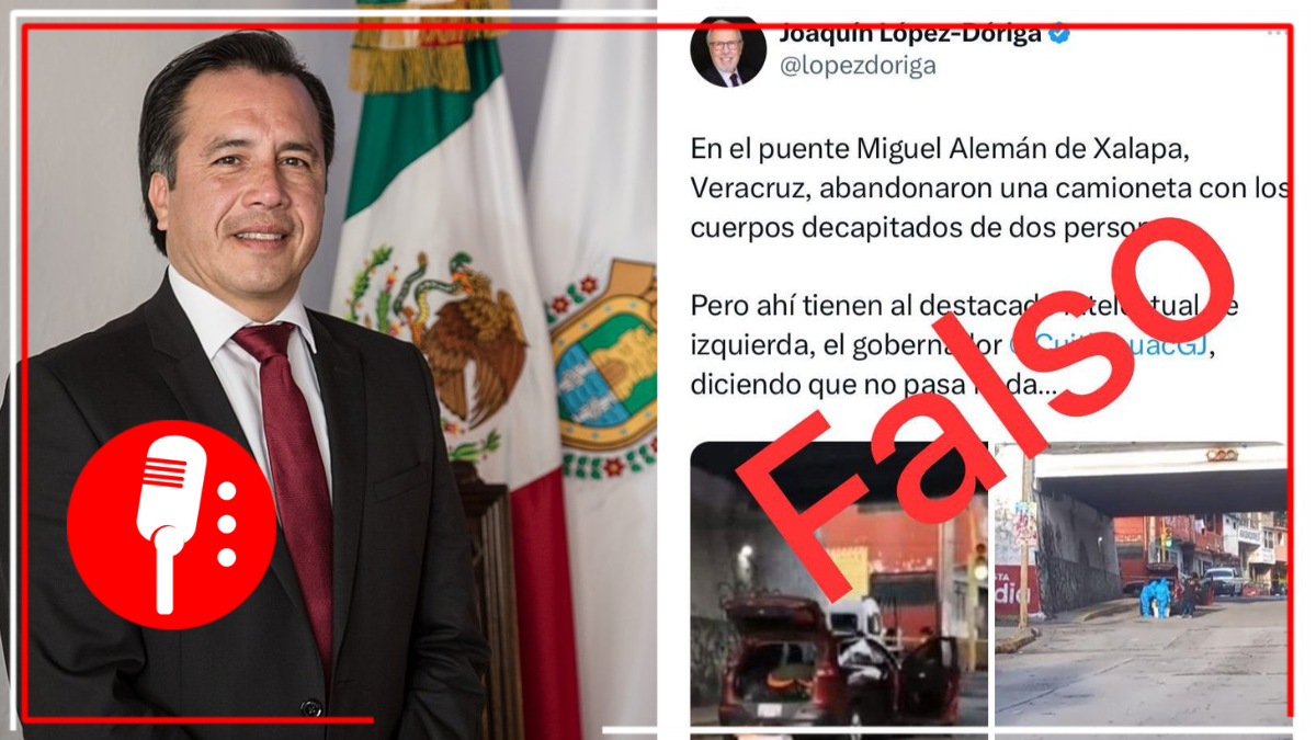 Gobernador de Veracruz desmiente a López-Dóriga sobre supuesta camioneta abandonada en puente de Xalapa