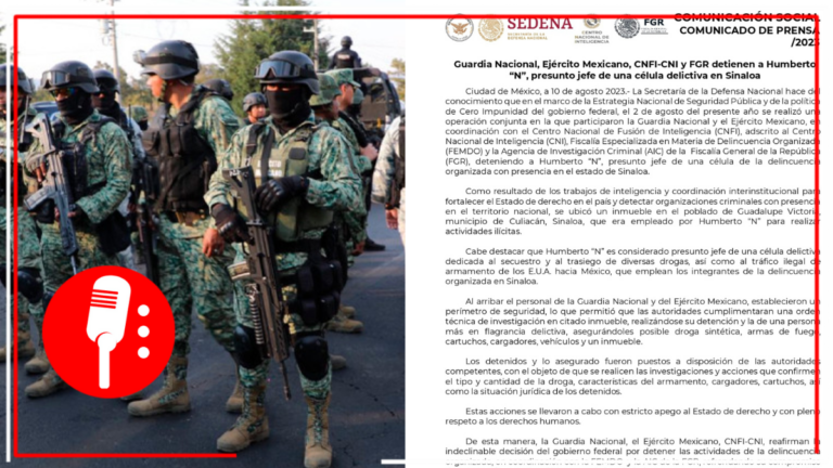 Autoridades mexicanas detienen a Humberto &#8220;N&#8221;, presunto jefe de una célula delictiva en Sinaloa