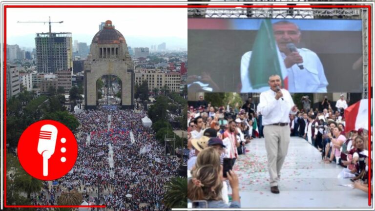 Adán Augusto llena explanada del Monumento a la Revolución; miles acuden al cierre de asambleas del tabasqueño