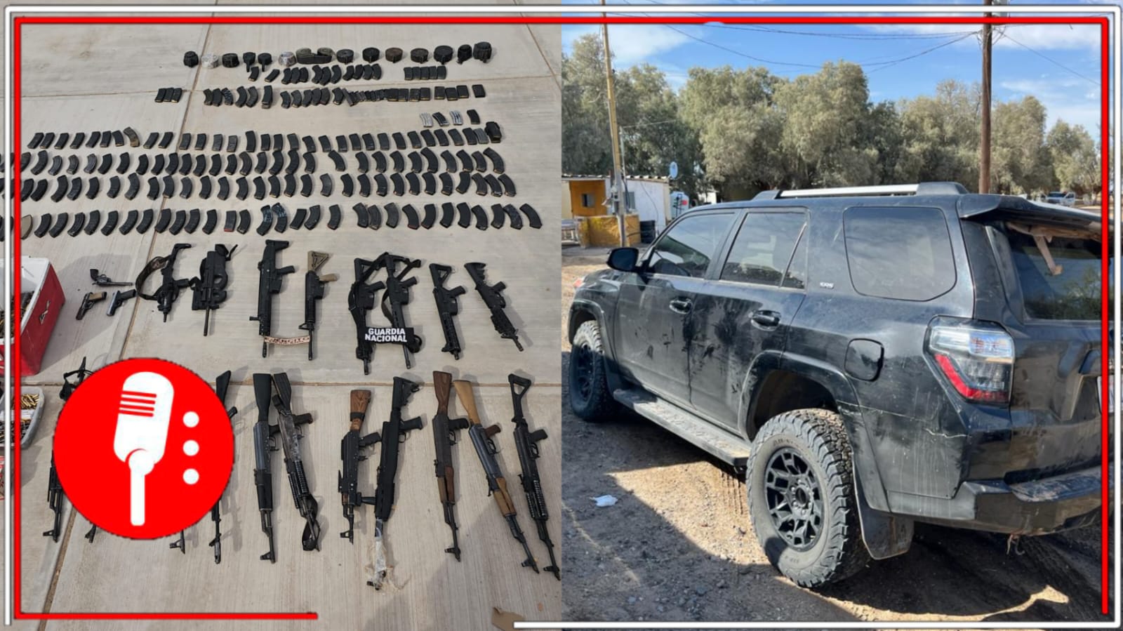 Elementos de la Sedena y la GN aseguran en Sonora 14 camionetas que eran usadas para transportar armamento (FOTOS)