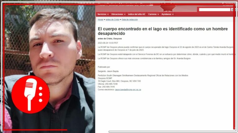 La Real Policía Montada de Canadá confirma que cuerpo hallado en un lago corresponde al del mexicano Carlos Tomás Aranda