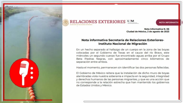 La SRE publicó una nota informativa en donde se indica que la instalación del muro de boyas es un acto inhumano que viola los derechos humanos (FOTO)