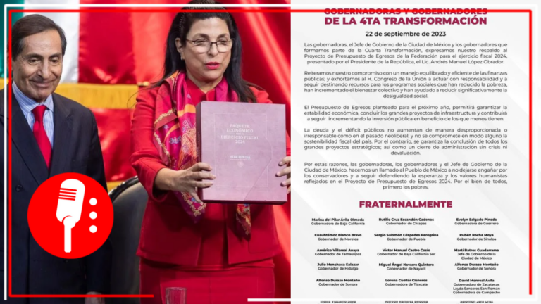 Gobernadores y gobernadoras de la 4T expresan respaldo al Proyecto de Presupuesto de Egresos de la Federación para el 2024