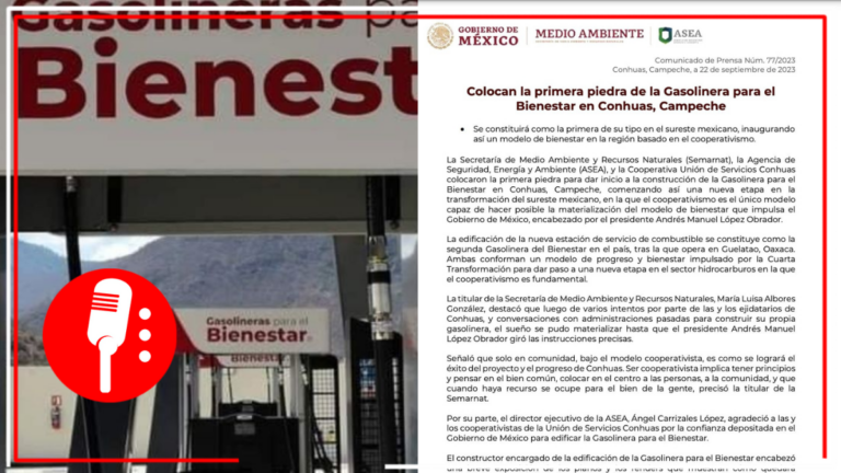 Colocan primera piedra de la Gasolinera para el Bienestar en Conhuas, Campeche