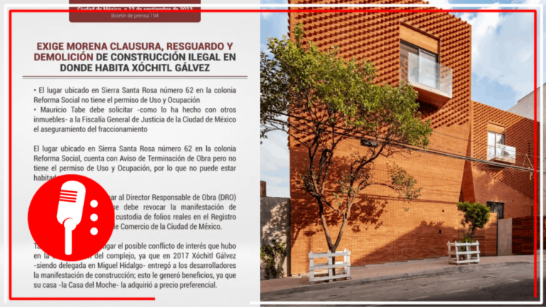 Morena CDMX pide a Mauricio Tabe clausurar conjunto habitacional de Xóchitl Gálvez