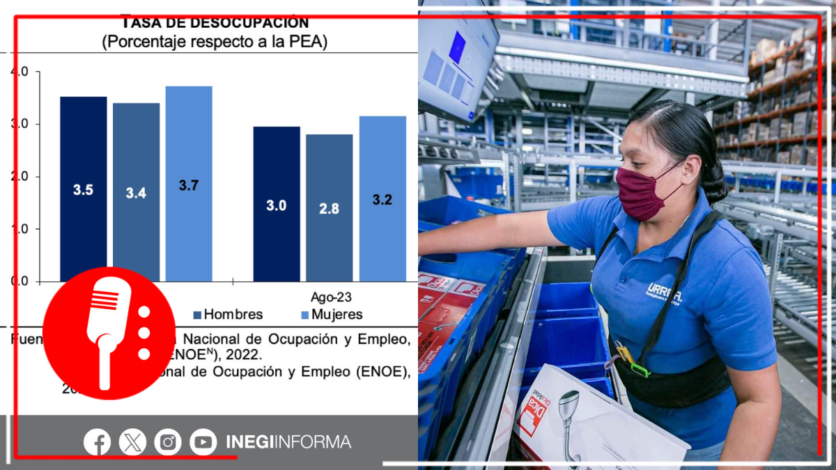 Tasa de desempleo registra una baja del 3% en agosto, informa Inegi