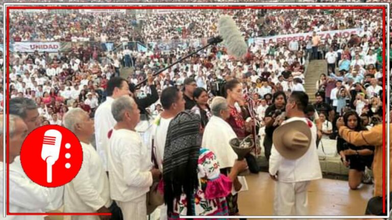 Claudia Sheinbaum recibe bastón de mando de 8 pueblos originarios de Oaxaca