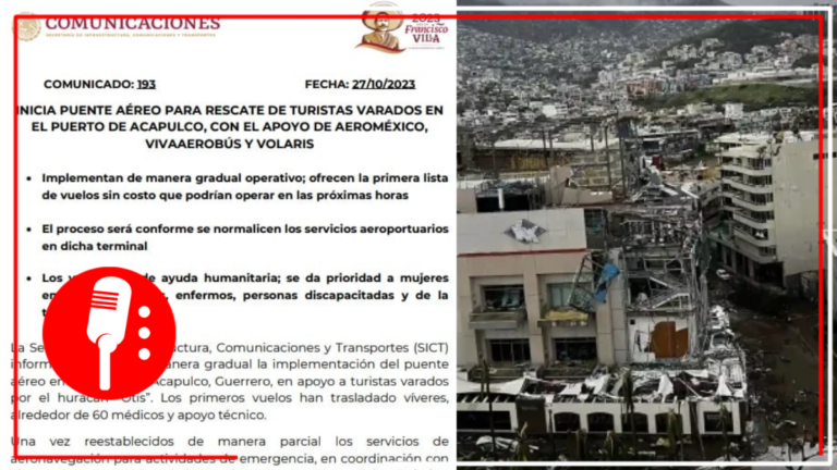 México inicia implementación de puente aéreo para rescate de turistas varados en el Puerto de Acapulco