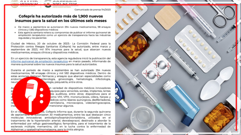 Cofepris autoriza más de mil 900 nuevos insumos para la atención a la salud