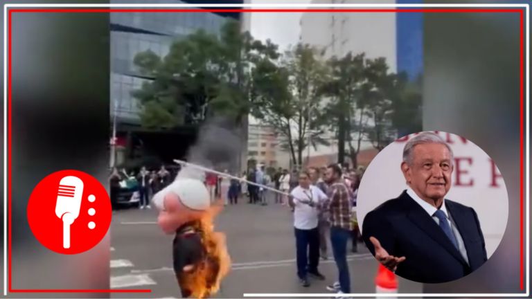 Trabajadores del sindicato del PJF queman piñata inspirada en AMLO durante protestas