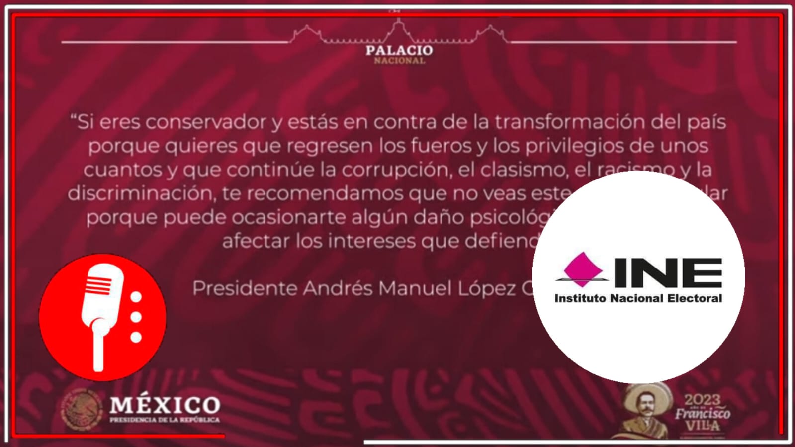 El INE manda censurar mensaje de advertencia que AMLO colocó para los conservadores previo a la mañanera