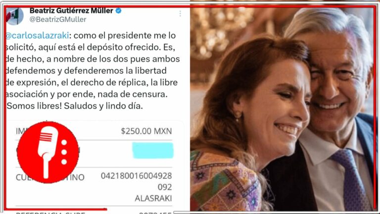 Se rayaron: La Doctora Beatriz Gutiérrez Müller muestra que ella y AMLO le donaron 250 pesos al canal de Alazraki, esto en pro de la Libertad de Expresión