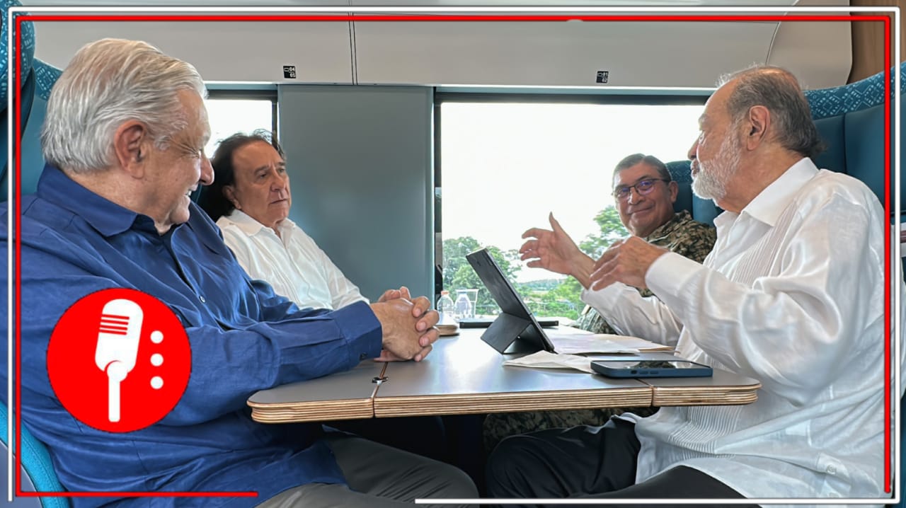 AMLO junto a Carlos Slim concluyó supervisión del Tren Maya en Campeche