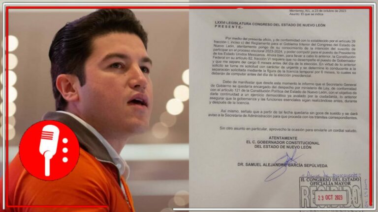 Samuel García, gobernador de Nuevo León solicitará licencia a su cargo para buscar candidatura presidencial por Movimiento Ciudadano