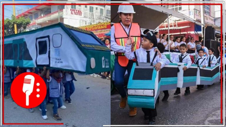 El Tren Maya estuvo presente en desfile de conmemoración de la Revolución Mexicana en Escárcega (FOTOS)