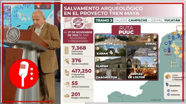 El titular del INAH informó los datos conclusivos del salvamento arqueológica del tramo 3 del Tren Maya (FOTOS Y VIDEO)