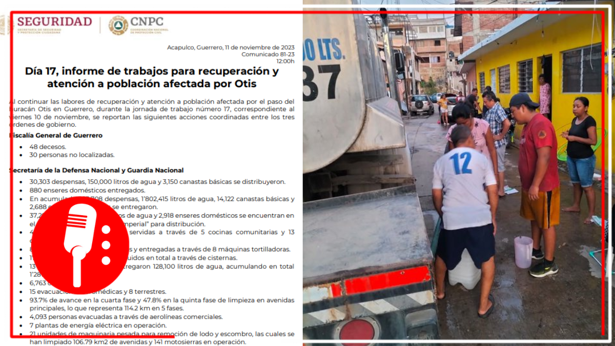 Conagua distribuye más de 7 millones de litros de agua en hospitales, viviendas, refugios y plantas potabilizadoras en Acapulco