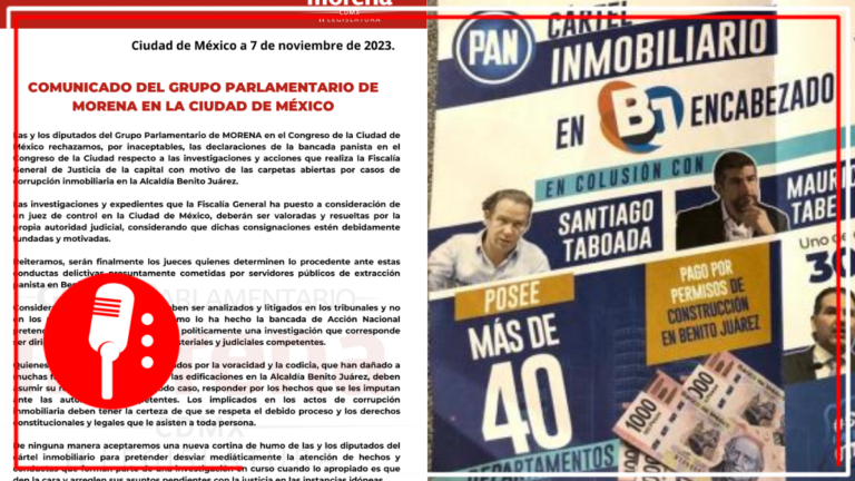 Grupo Parlamentario de Morena CDMX rechaza declaraciones de la bancada panista sobre investigaciones del Cártel Inmobiliario en Benito Juárez