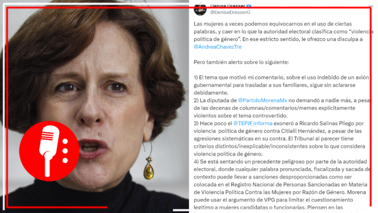 Denise Dresser pública una “no disculpa” por ejercer violencia política en razón de género y se lanza contra los órganos electorales