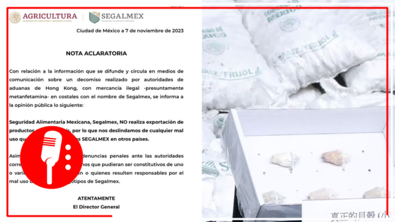 Segalmex aclara que no es responsable de envío de metanfetaminas a Hong Kong; prepara denuncias
