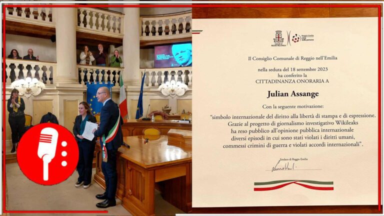 Se le ha otorgado la ciudadanía honorífica de la ciudad de Reggio Emilia, Italia, al periodista Julian Assange (FOTOS)