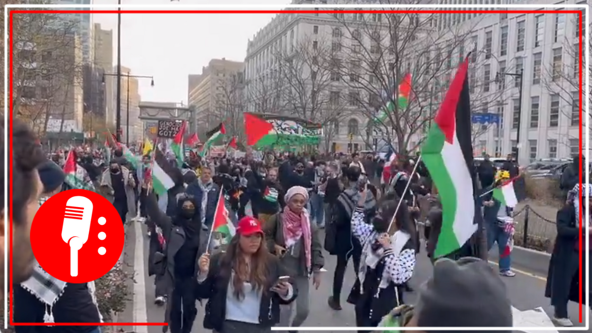 Miles de personas se manifiestan en puente de Brooklyn condenando el genocidio israelí contra el pueblo palestino (VIDEO)