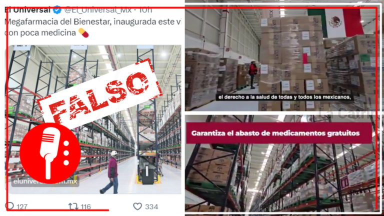Falso que Megafarmacia del Bienestar en Huehuetoca comenzara a operar con poco medicamento