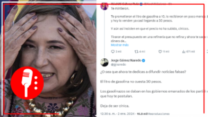 Xóchitl Gálvez olvida que el PRIAN fue responsable de los gasolinazos y ahora difunde noticias falsas sobre el inexistente aumento en el precio del combustible
