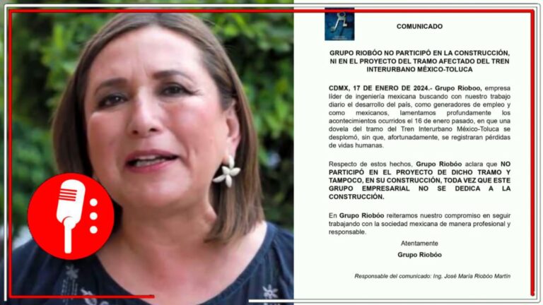 Desmienten a Xóchitl Gálvez, quien insinuó que Grupo Riobóo participa en tramo accidentado del Tren Interurbano; &#8220;este grupo empresarial no se dedica a la construcción&#8221;, responden