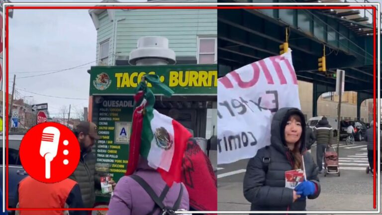 Pese al frío intenso, paisanos en Nueva York expresan su apoyo al presidente López Obrador y a la Cuarta Transformación (VIDEO)