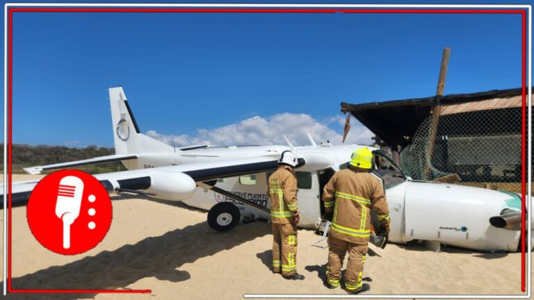 Avioneta se accidente en una playa de Puerto Escondido; reportan una persona fallecida y cuatro heridas