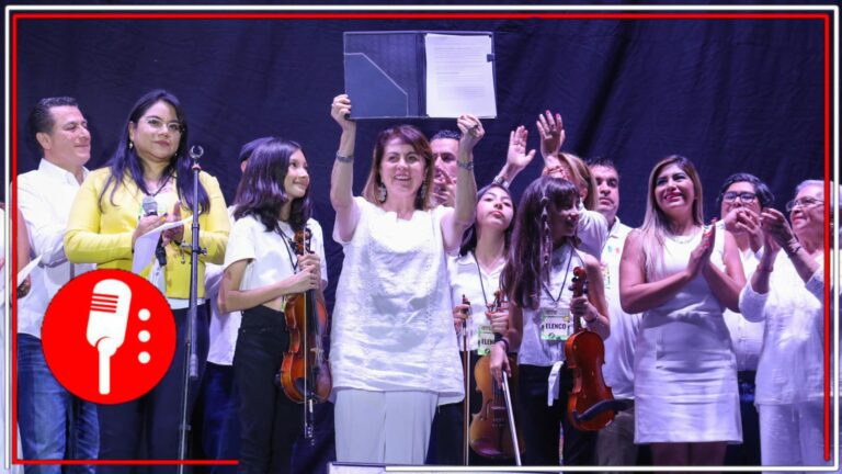 Margarita González Saravia, abanderada de la 4T en Morelos, recibió solemnemente la Declaratoria de Paz, entregada por el colectivo ciudadano MporMorelos