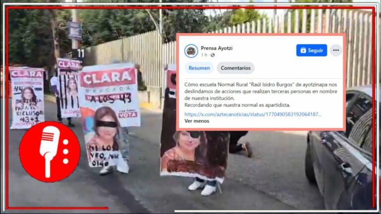 Falso que estudiantes de la Normal Rural de Ayotzinapa se hayan manifestado en contra de Clara Brugada; señalan a la derecha capitalina de realizar un montaje a la afueras de la Ibero CDMX