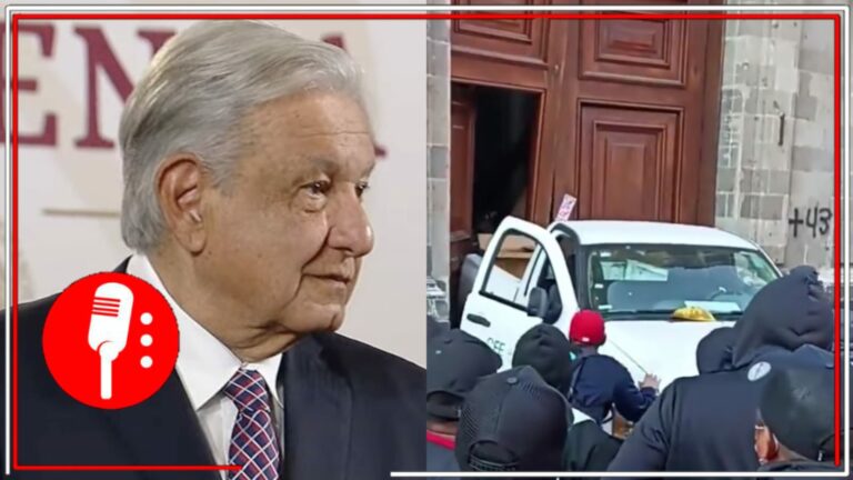 Normalistas secuestran camioneta para irrumpir en Palacio Nacional; AMLO señala que es un acto de provocación en el que no caerá (VIDEO)
