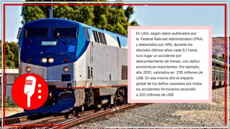 El 72% de los accidentes ferroviarios en Estados Unidos, son por el descarrilamiento de los trenes y el 48% de los casos son por problemas con la vía, según datos de la FRA