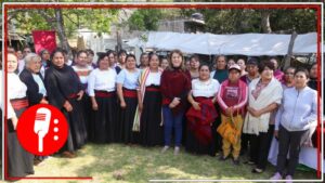 Margarita González Saravia se reúne con artesanas textiles del municipio de Hueyapan; aseguró que apoyará a las “gabaneras” con sus proyectos