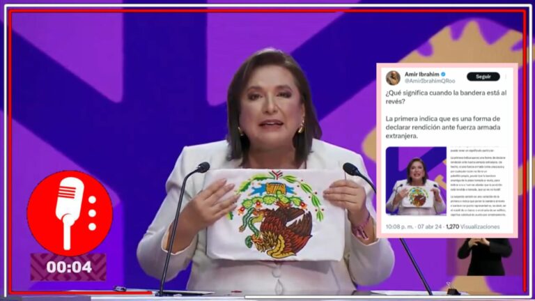 La derecha no tiene ideas ni propuestas: Leyendo su discurso y con el escudo nacional invertido, Xóchitl Gálvez cerró sus ataques en contra de Claudia Sheinbaum, durante el primer debate presidencial
