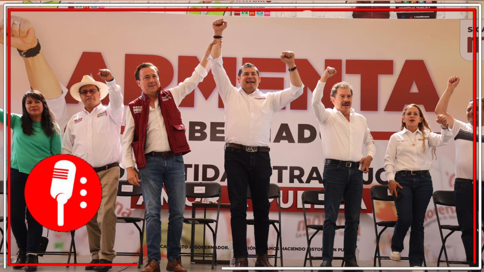 Puebla está con la 4T: Alejandro Armenta avanza fuerte con 55% de las intenciones de voto, con 25 puntos de ventaja frente al candidato panista, Eduardo Rivera