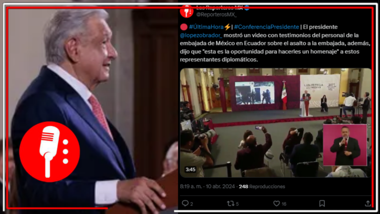 López Obrador rinde tributo a diplomáticos mexicanos en Ecuador por su valentía frente a asalto policial: Muestra vídeo en el que se recogen sus testimonios y se pone en evidencia la agresión física