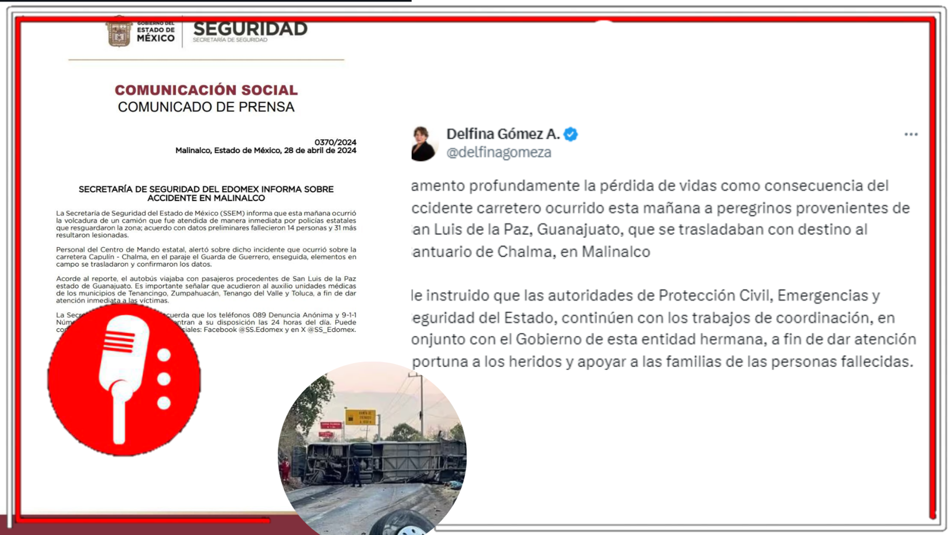 La gobernadora Delfina Gómez lamenta la tragedia de volcadura en Malinanco que dejó a 14 personas fallecidas. Instruye a órganos correspondientes acompañar a las familias y atender la situación
