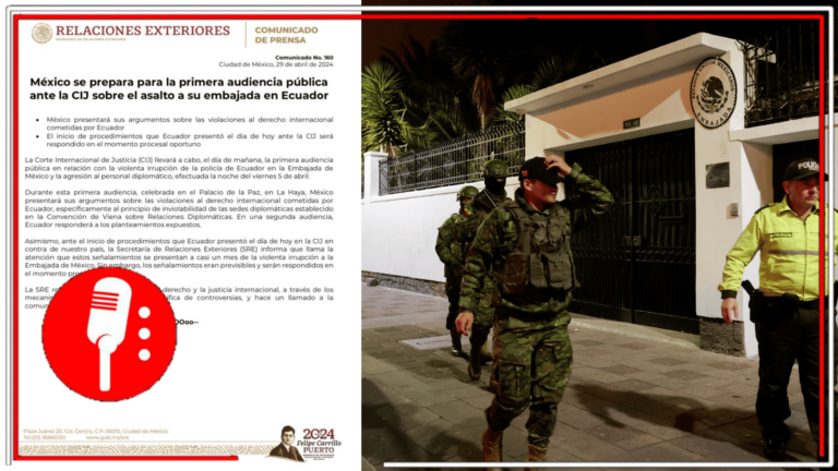 México responde con firmeza en la CIJ ante demanda ecuatoriana por asilo a Jorge Glas: &#8220;los señalamientos eran previsibles y serán respondidos en el momento procesal oportuno&#8221;