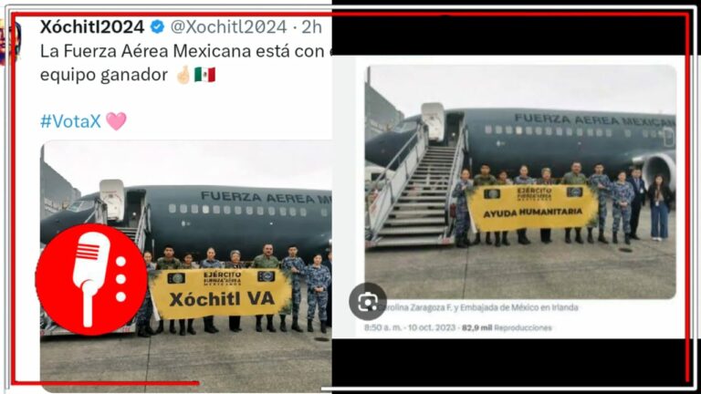 Falso que la Fuerzas Aérea Mexicana haya expresado su apoyo a Xóchitl Gálvez; la imagen real forma parte de la misión de repatriación de mexicanos varados en Israel