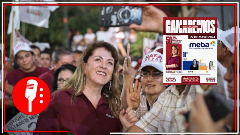 Con el valor de la gente avanza la transformación: Margarita González Saravia, es la virtual gobernadora de Morelos, encabeza las preferencias electorales con el 50% y mantiene una amplia ventaja de 20 puntos