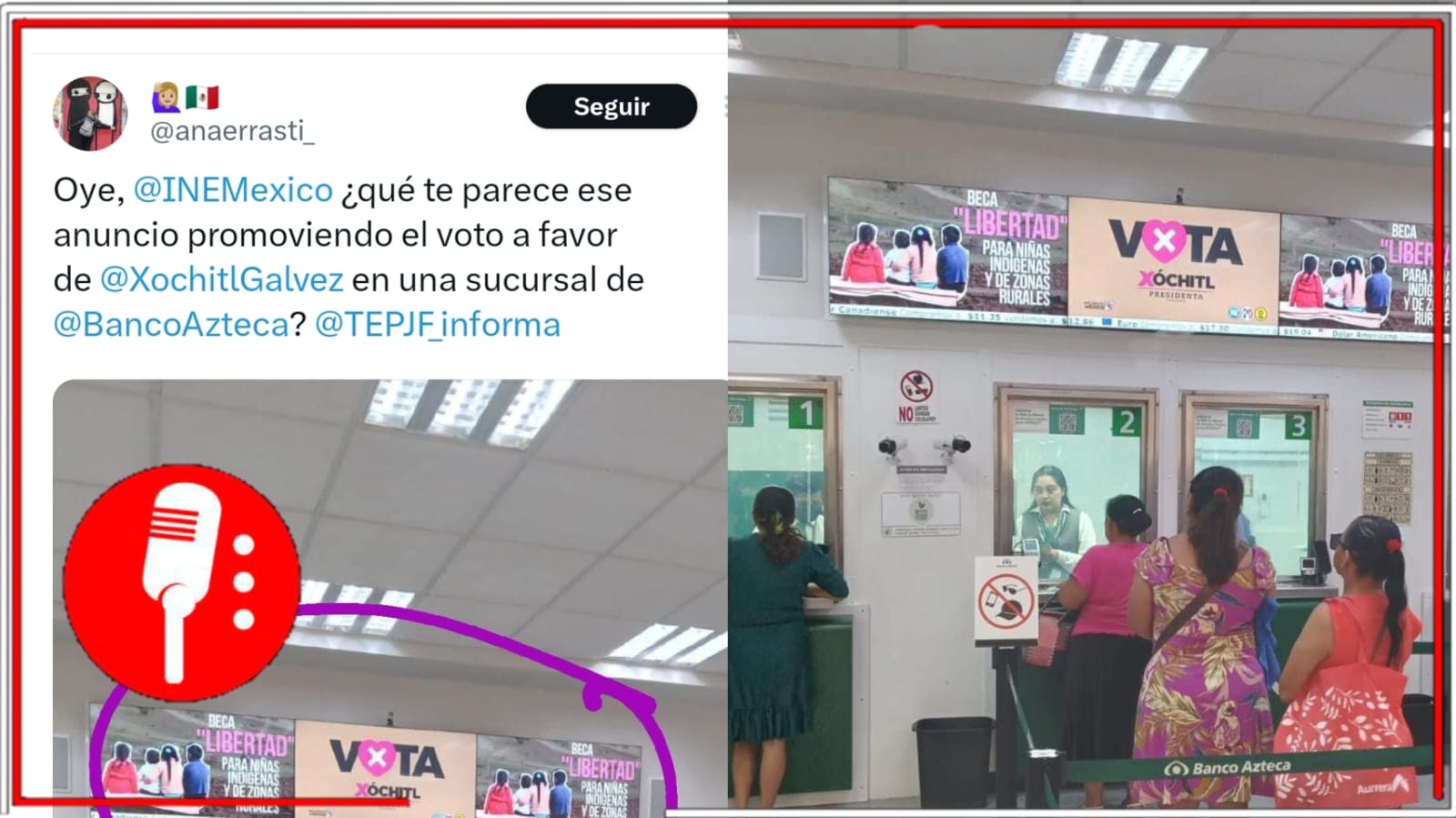 Dan patadas de ahogado: Denuncian que sucursales de Banco Azteca han comenzado a pasar propaganda de Xóchitl Gálvez; piden que el INE y el TEPJF investiguen