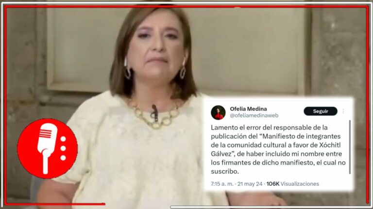 &#8220;Intelectuales&#8221; del PRIANATO usan sin autorización el nombre de Ofelia Medina; la directora y dramaturga aclara que ella no firmó por Xóchitl Gálvez