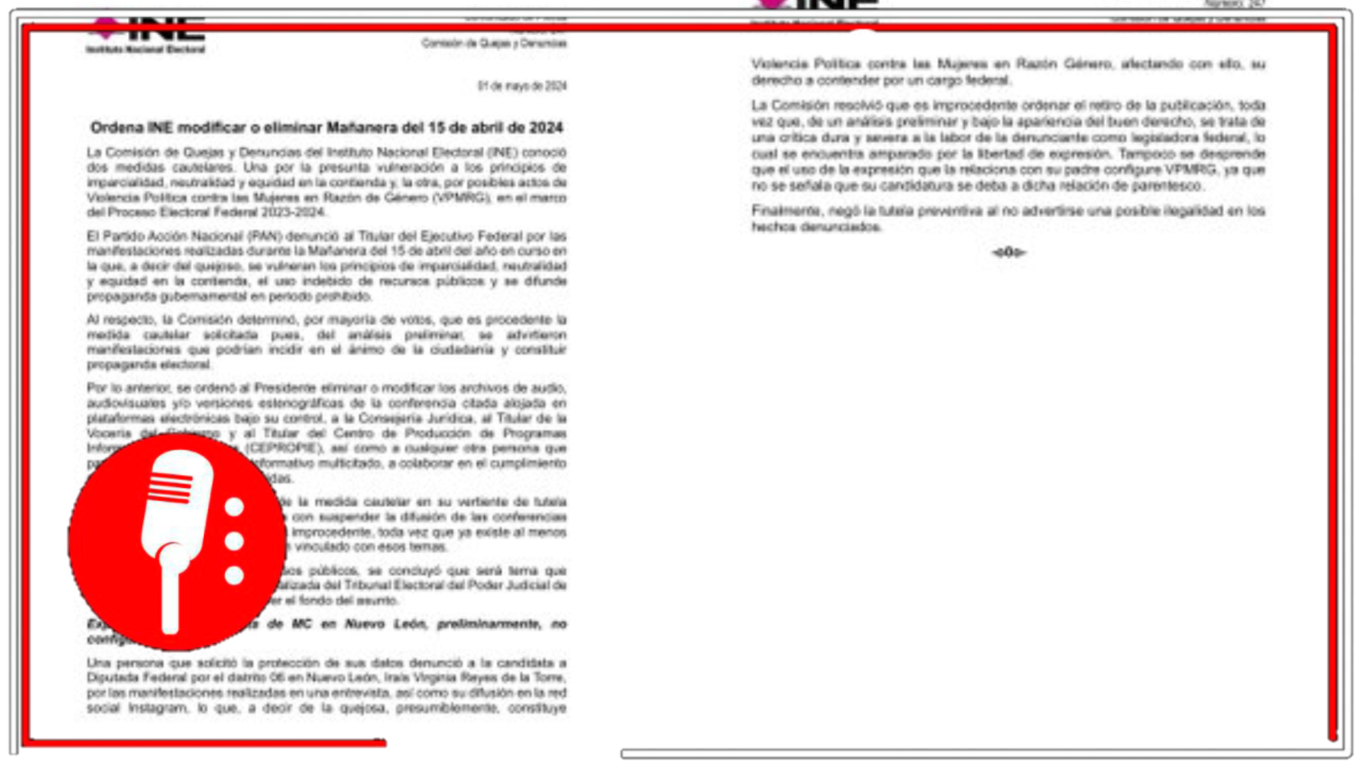 En esta contienda electoral, gana la censura: INE ordena modificar o eliminar la Mañanera del 15 de abril por supuesta violación a normas electorales