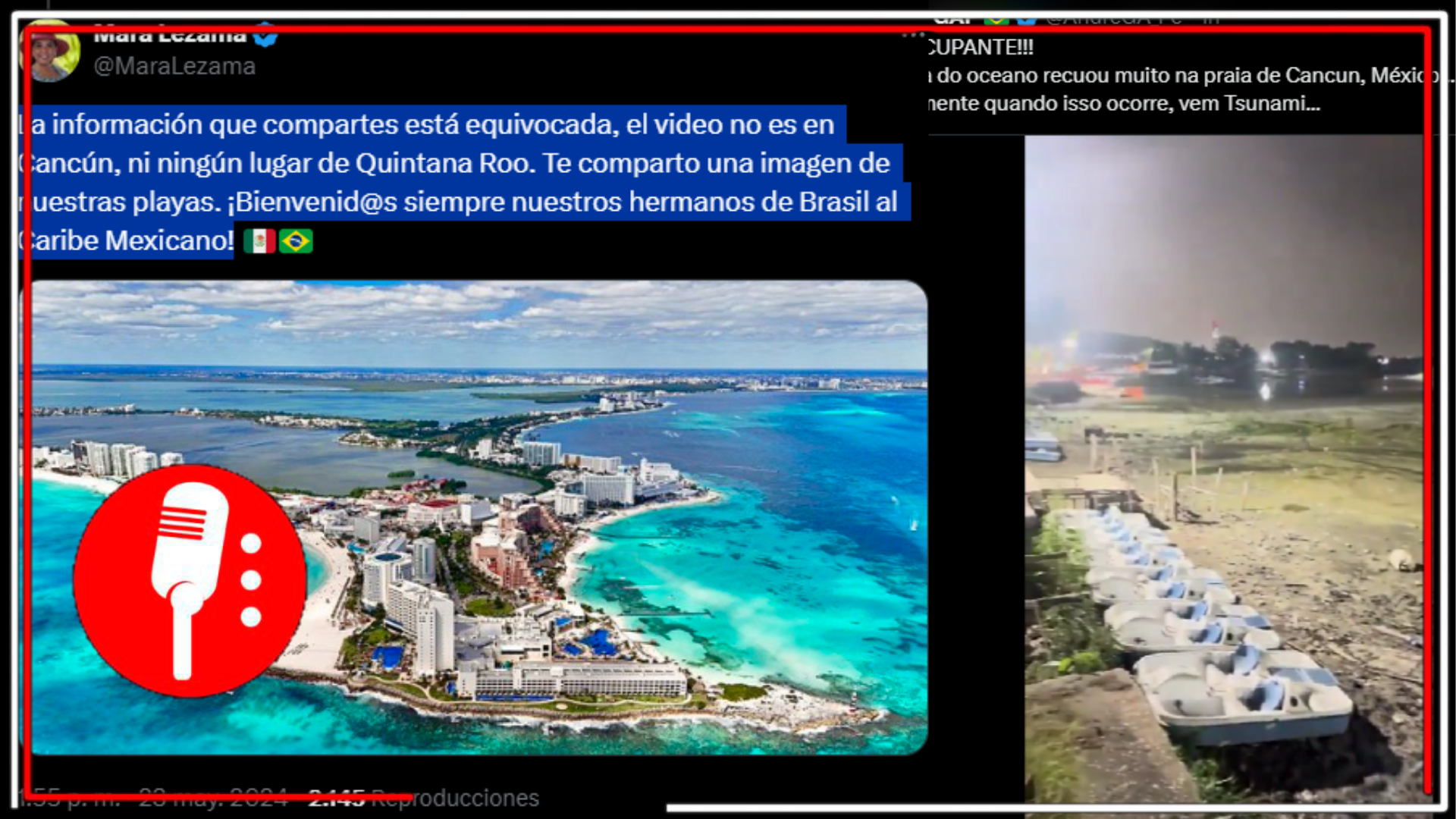 ¡Benvenid@s siempre al Caribe Mexicano!: Mara Lezama, gobernadora de Quintana Roo, desmiente presunto desastre en las playas de Cancún que circula en redes sociales