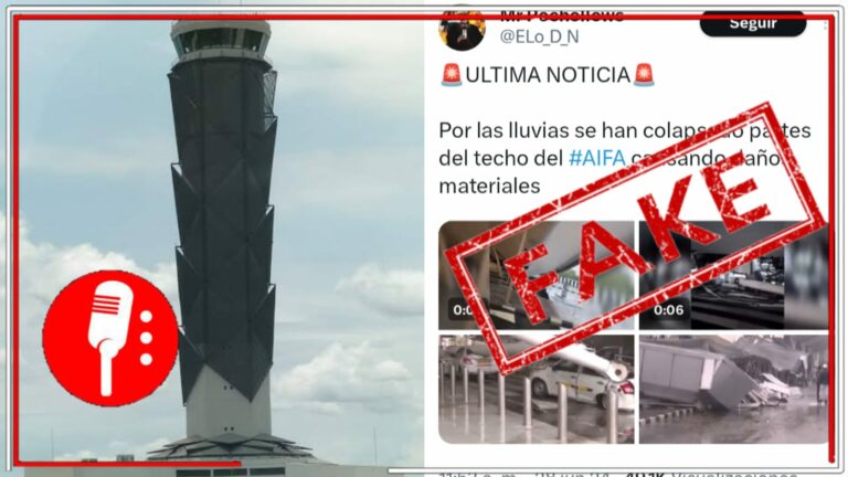 Falso que el techo del AIFA haya colapsado por las lluvias en México; las imágenes que circulan en redes corresponden a la terminal 1 del aeropuerto de Nueva Delhi, en India   