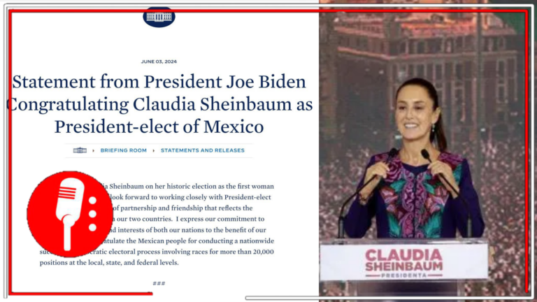 “Espero trabajar estrechamente con la presidenta electa Sheinbaum”: Joe Biden felicita a la virtual primera Presidenta de México y dice estar emocionado por colaborar con su histórica administración